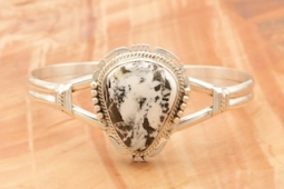 Genuine White Buffalo Turquoise Sterling Silver Bracelet